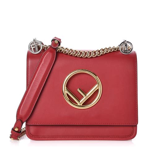 fendi calfskin small kan i logo shoulder bag red|fendi bag.